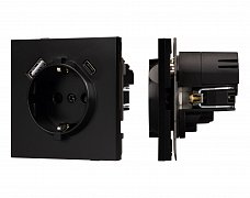 Механизм розетки с USB зарядкой SCT-TENDO-MUAC-PL-BK (230V, 16A) (Arlight, Черный)