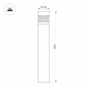 Светильник LGD-FRESNEL-BOLL-H1000-20W Warm3500-MIX (GR, 290 deg, 230V) (Arlight, IP65 Металл, 5 лет)