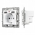 Механизм розетки с USB зарядкой SCT-MUAA-PL-WH (250V, 16A) (Arlight, -)