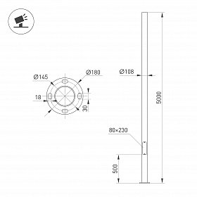 Опора фланцевая OXOR-OT1-D108-L5000 (BK) (Arlight, Сталь)