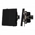 Механизм выключателя двухклавишный непроходной SWT-TENDO-MK02-SFPL-BK (230V, 10A) (Arlight, Матовый черный)