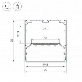 Профиль LINE-M-7575-2500 WHITE (Arlight, Алюминий)