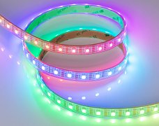Светодиодная лента герметичная SPI-P-B60-12mm 5V RGB-PX1-BPT (12 W/m, IP66, 5060, 5m) (Arlight, бегущий огонь)