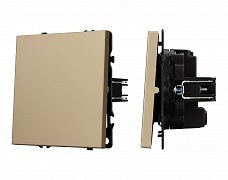ARL NOBE Выключатель перекрёстный 1 кл софт-тач золотой песок SWT-MKX1-SFPL-GD (250V, 10A) (Arlight, -)