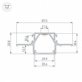 Профиль LINIA32-FANTOM-MID-2000 ANOD (Arlight, Алюминий)