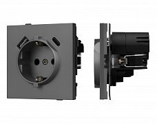 Механизм розетки с USB зарядкой SCT-TENDO-MUAC-SFPL-GR (230V, 16A) (Arlight, Матовый графитовый)