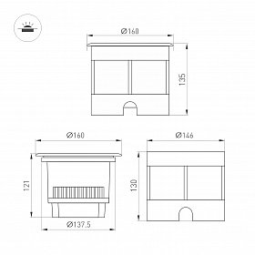 Светильник LTD-DAFNA-GROUND-R160-16W Warm3000 (SL, 10 deg, 230V) (Arlight, IP67 Металл, 5 лет)