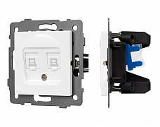 Механизм компьютерной розетки двойной SCT-MPC2-PL-WH-V (RJ-45, CAT6) (Arlight, -)