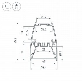 Профиль LINE-5075-U-HONEYCOMB-2000 BLACK (Arlight, Алюминий)