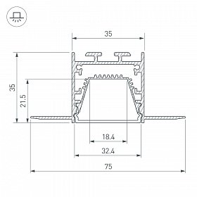 Профиль LINIA32-FANTOM-TRAY-2000 ANOD (Arlight, Алюминий)
