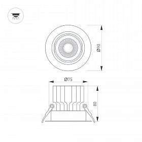 Светильник MS-VORTEX-BUILT-R90-12W Day4000 (BK-BK, 20 deg, 230V) (Arlight, IP20 Металл, 5 лет)