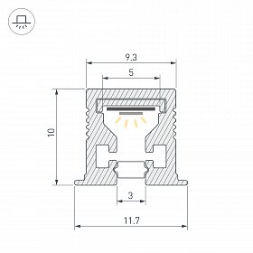Профиль с экраном SL-MINI-3-H10-F12-2000 CHAMPAGNE GOLD (Arlight, Алюминий+пластик)