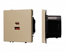 ARL NOBE USB Розетка тип A+C софт-тач золотой песок SCT-MUAC-SFPL-FC-GD (65W, QC3) (Arlight, -)