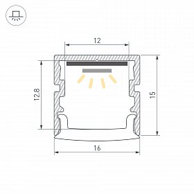 Профиль FANTOM-BENT-W16-SIDE-2000 ANOD (Arlight, Алюминий)
