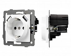 Механизм розетки с USB зарядкой SCT-MUAA-PL-WH-V (250V, 16A) (Arlight, -)