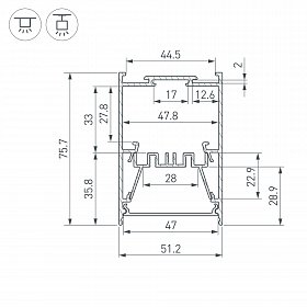 Профиль LINE-5075-HONEYCOMB-2000 BLACK (Arlight, Алюминий)
