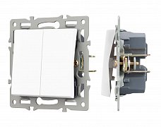 Механизм выключателя двухклавишный непроходной SWT-MK02-PL-WH (250V, 16A) (Arlight, -)