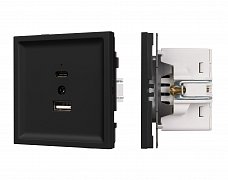 Механизм USB розетки SCT-TENDO-MUAC-SFPL-BK (5V, 3A, QC3) (Arlight, Матовый черный)