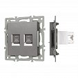 Механизм компьютерной розетки двойной SCT-MPC2-PL-GR (RJ-45, CAT6) (Arlight, -)