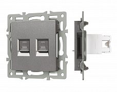Механизм компьютерной розетки двойной SCT-MPC2-PL-GR (RJ-45, CAT6) (Arlight, -)