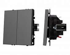 ARL NOBE Выключатель проходной 2 кл софт-тач серый базальт SWT-MKP2-SFPL-GR (250V, 10A) (Arlight, -)