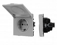ARL NOBE Розетка зк со шторками и крышкой софт-тач никель SCT-MCP-SFPL-IS (250V, 16A) (Arlight, -)