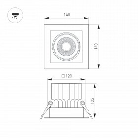 Светильник MS-VORTEX-BUILT-S140x140-30W Day4000 (WH-WH, 17 deg, 230V) (Arlight, IP20 Металл, 5 лет)