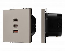 ARL NOBE USB Розетка тип А+С+С софт-тач кашемир SCT-MUACC-SFPL-FC-CA (65W, QC3) (Arlight, -)