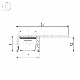 Профиль ARH-DECORE-S12-LINE-EDGE-2000 ANOD (Arlight, Алюминий)