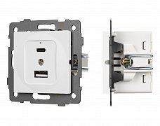 Механизм USB розетки SCT-MUAC-PL-WH-V (5V, 3A, QC4) (Arlight, -)