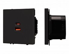 ARL NOBE USB Розетка тип A+C софт-тач черный оникс SCT-MUAC-SFPL-FC-BK (65W, QC3) (Arlight, -)