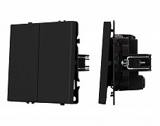 ARL NOBE Выключатель перекрёстный 2 кл софт-тач черный оникс SWT-MKX2-SFPL-BK (250V, 10A) (Arlight, -)