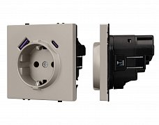 ARL NOBE Розетка зк со шторками с USB тип А+С софт-тач кашемир SCT-MUAC-SFPL-CA (250V, 16A) (Arlight, -)