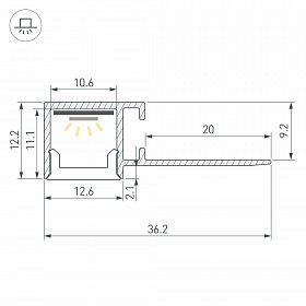 Профиль FANTOM-BENT-W12-SIDE-EDGE-2000 ANOD (Arlight, Алюминий)