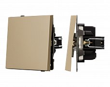 Механизм выключателя одноклавишный непроходной SWT-TENDO-MK01-SFPL-GD (230V, 10A) (Arlight, Матовый песочный)