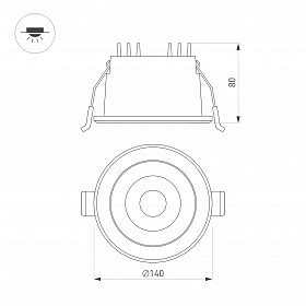 Светильник MS-ALORA-BUILT-R140-12W Day4000-MIX (WH, 40 deg, TRIAC) (Arlight, IP54 Пластик, 3 года)