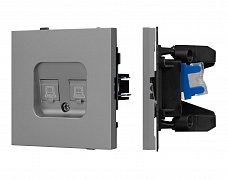 Механизм компьютерной розетки двойной SCT-TENDO-MPC2-PL-GR (RJ-45, CAT6) (Arlight, Графитовый)