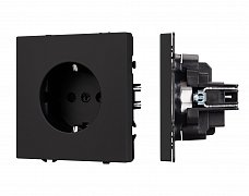 ARL NOBE Розетка зк со шторками софт-тач черный оникс SCT-MEU-SFPL-BK (250V, 16A) (Arlight, -)