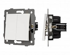 Механизм выключателя двухклавишный самовозвратный SWT-MKR2-PL-WH-V (250V, 10A) (Arlight, -)