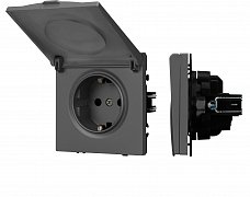 ARL NOBE Розетка зк со шторками и крышкой софт-тач серый базальт SCT-MCP-SFPL-GR (250V, 16A) (Arlight, -)