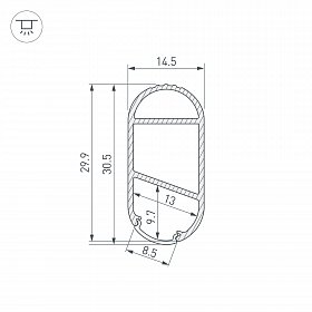 Профиль WARDROBE-1530-2000 ANOD BLACK (Arlight, Алюминий)