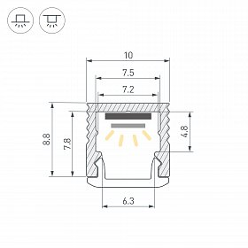 Профиль SL-MINI-10-2000 ANOD (Arlight, Алюминий)