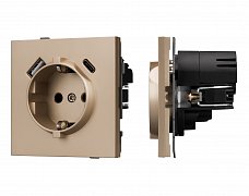 Механизм розетки с USB зарядкой SCT-TENDO-MUAC-PL-GD (230V, 16A) (Arlight, Песочный)