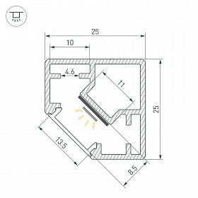 Профиль SL-KUB-DISPLAY-2525-2000 ANOD BLACK (Arlight, Алюминий)