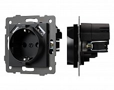 Механизм розетки с USB зарядкой SCT-MUAA-PL-BK-V (250V, 16A) (Arlight, -)