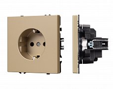 ARL NOBE Розетка зк со шторками софт-тач золотой песок SCT-MEU-SFPL-GD (250V, 16A) (Arlight, -)