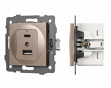 Механизм USB розетки SCT-MUAC-PL-GD-V (5V, 3A, QC4) (Arlight, -)