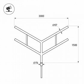 Кронштейн OXOR-SY4-3000x76-L1500 BLACK (Arlight, Сталь)