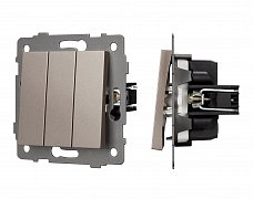 Механизм выключателя трехклавишный непроходной SWT-MK03-PL-GD-V (250V, 10A) (Arlight, -)