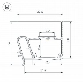 Профиль STRETCH-S-30-WALL-SIDE-2000 (STEP) (Arlight, Алюминий)